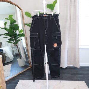 Empyre Black Cargo Pants with White Stitching